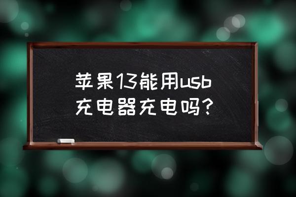 怎么能让苹果手机用usb充电 苹果13能用usb充电器充电吗？