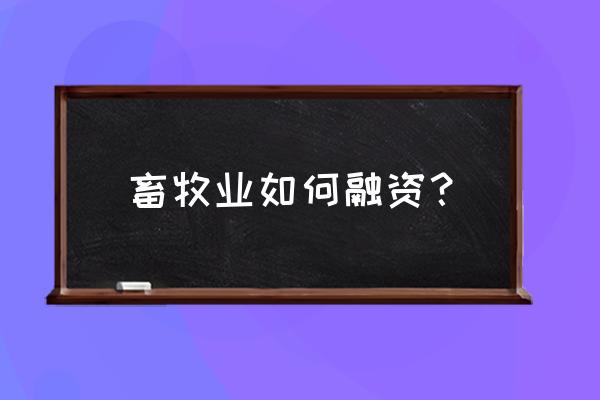 畜牧业融资计划需要什么手续 畜牧业如何融资？