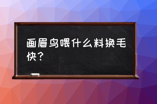 画眉鸟换羽要换饲料吗 画眉鸟喂什么料换毛快？