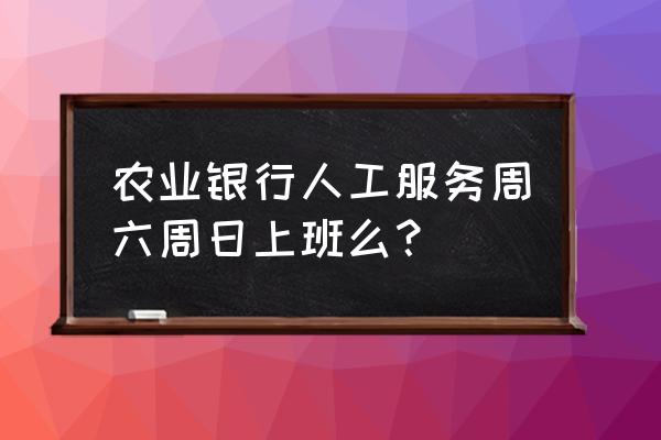 六安姚李农业银行周六上班吗 农业银行人工服务周六周日上班么？