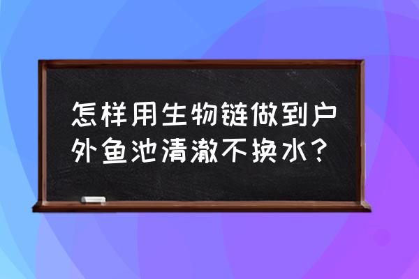 养殖水质检测用什么方法好 怎样用生物链做到户外鱼池清澈不换水？