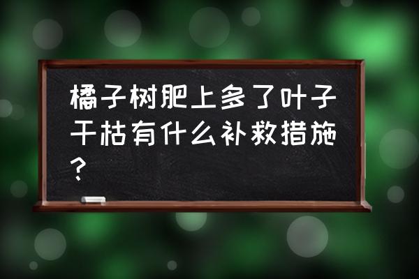 盆栽桔子树枯死了怎么办 橘子树肥上多了叶子干枯有什么补救措施？