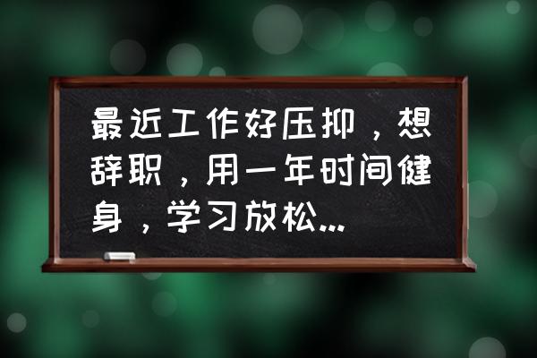 旅行也是放松自我的最好方式 最近工作好压抑，想辞职，用一年时间健身，学习放松自我，可行吗？