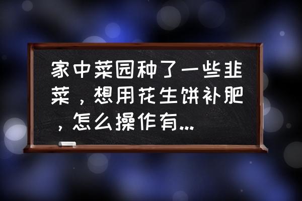 高州韭菜酿豆饼的家常做法 家中菜园种了一些韭菜，想用花生饼补肥，怎么操作有利韭菜吸收？