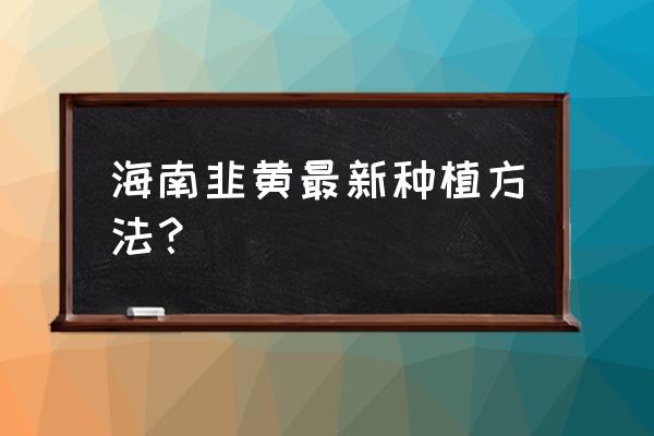 韭菜黄种植最简单方法 海南韭黄最新种植方法？