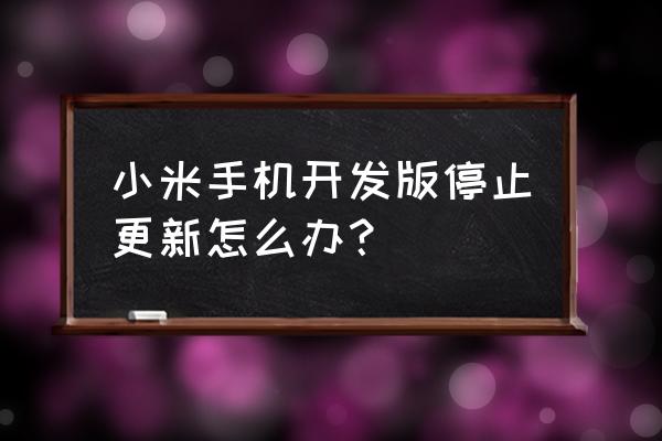 怎么关掉小米手机自动更新 小米手机开发版停止更新怎么办？