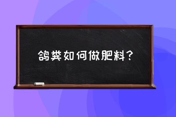 塑料袋发酵鸡粪变为有机肥 鸽粪如何做肥料？