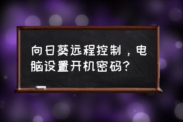 向日葵连接电脑需要密码 向日葵远程控制，电脑设置开机密码？