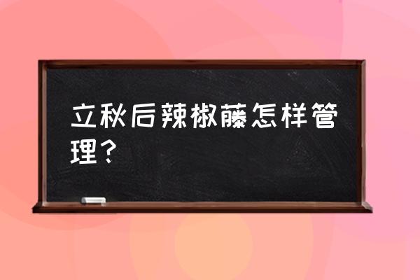 辣椒根部被水淹后需打什么农药 立秋后辣椒藤怎样管理？