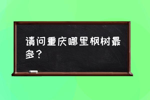 重庆周边看红叶最好的地方是哪里 请问重庆哪里枫树最多？