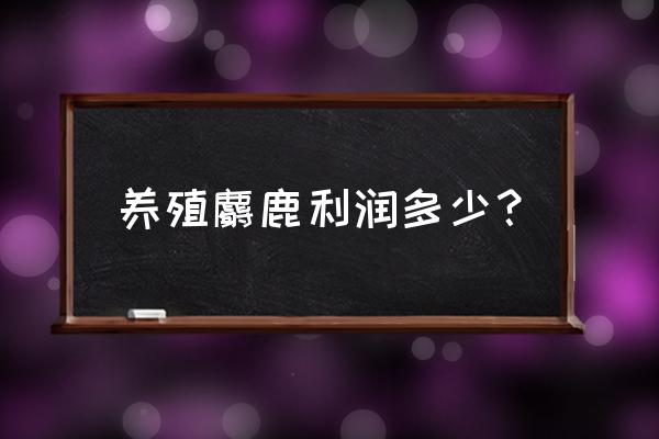 养殖林麝的利润和成本 养殖麝鹿利润多少？