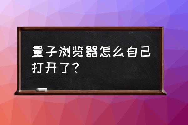 量子浏览器怎么操作 量子浏览器怎么自己打开了？