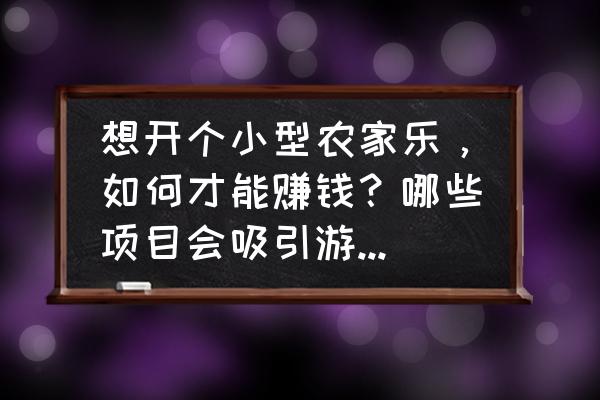 旅游景点怎样才能吸引游客 想开个小型农家乐，如何才能赚钱？哪些项目会吸引游客游玩呢？