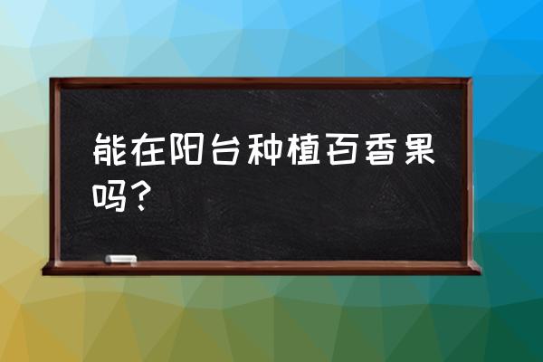 甜姑娘适合阳台种植吗 能在阳台种植百香果吗？