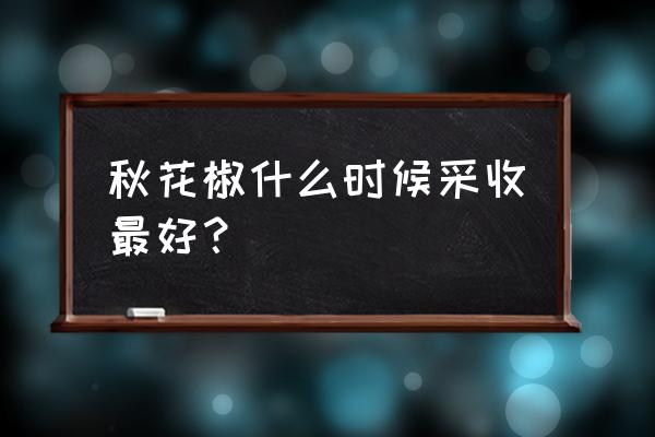 花椒栽培最佳时间 秋花椒什么时候采收最好？