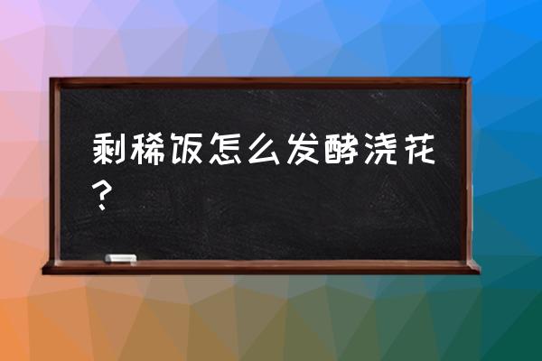 剩米发酵做肥料怎么用 剩稀饭怎么发酵浇花？