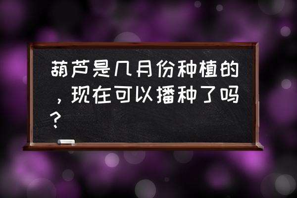 小葫芦几月份种最好 葫芦是几月份种植的，现在可以播种了吗？