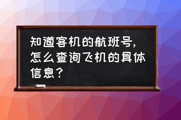 哪里可以查航班实时动态信息 知道客机的航班号,怎么查询飞机的具体信息？