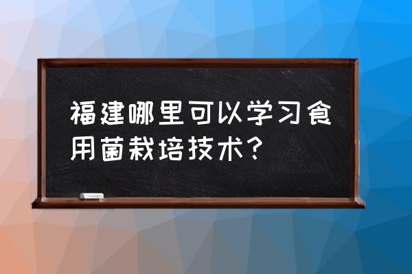 附近的食用菌种植基地 福建哪里可以学习食用菌栽培技术？