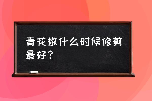 花椒树十月份可以修剪吗 青花椒什么时候修剪最好？