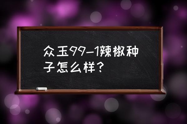 如何挑选保护地无限生长辣椒种子 众玉99-1辣椒种子怎么样？