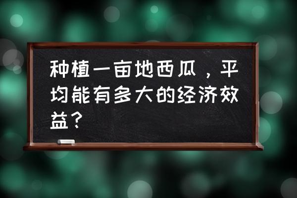 黏土做西瓜教程 种植一亩地西瓜，平均能有多大的经济效益？