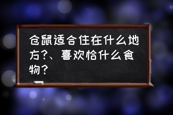 在沙漠中要在什么地方睡觉 仓鼠适合住在什么地方?、喜欢恰什么食物？