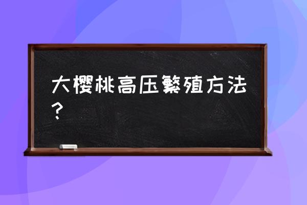 怎么高压育苗 大樱桃高压繁殖方法？