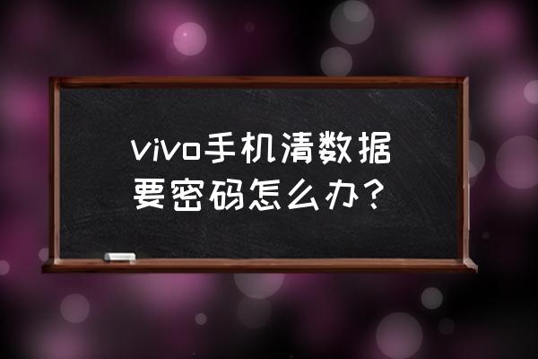 清理数据要密码怎么办 vivo手机清数据要密码怎么办？