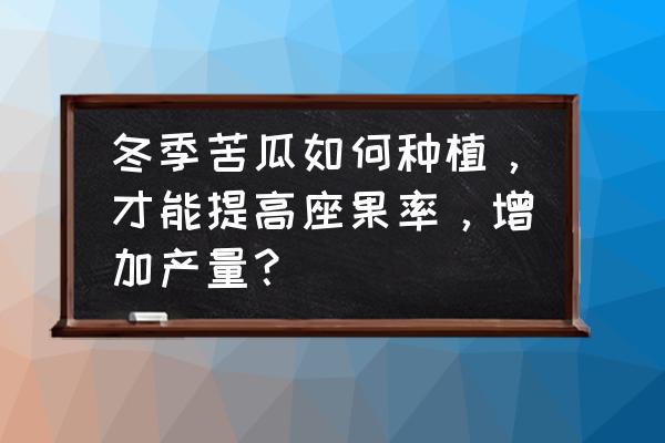 苦瓜如何促进雌花芽分化 冬季苦瓜如何种植,才能提高座果率,增加产量? 苦瓜如何促进雌花芽分化 冬季苦瓜如何种植,才能提高座果率,增加产量?